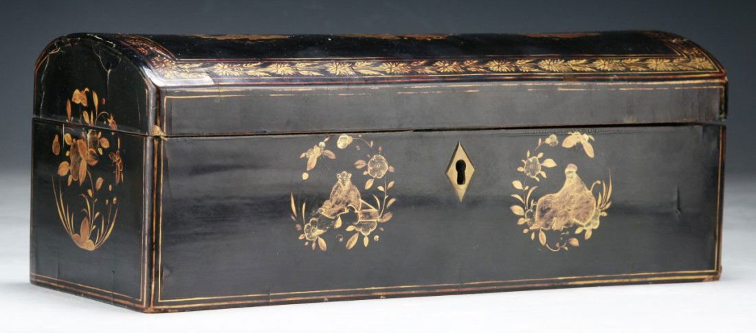A Chinese Antique Lacquer Box With Cover: A Chinese Antique Lacquer Box With Cover; Size: L: 10-3/4"