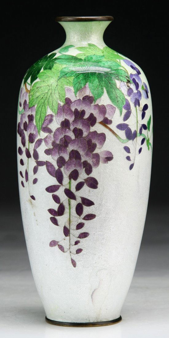 A Japanese Antique GINBARI Cloisonne On Silver Vase: A Japanese Antique GINBARI Cloisonne On Silver Vase: Late 19th Century; Size: H: 7"