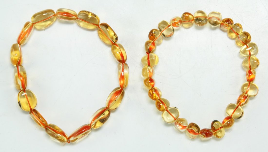 Two (2) Yellow Crystal Bracelets: Two (2) Yellow Crystal Bracelets; Size: D: 2-3/4"; (bead) L: 15mm