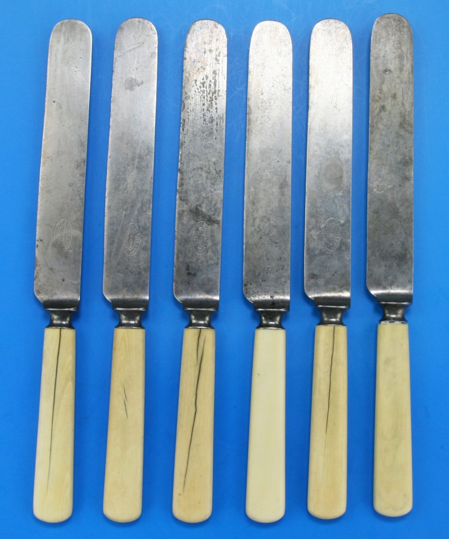 Six (6) Chinese Antique Knives With Ivory Handles: Six (6) Chinese Antique Knives With Ivory Handles: African ivory, Late Qing Dynasty (19th Century), NO INTERNATIONAL SHIPPING OF IVORY ITEMS; Size: L: 9-1/4" (biggest)