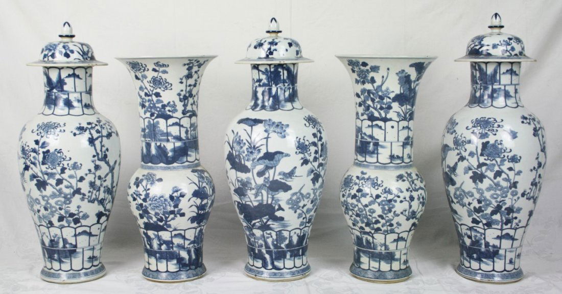 Five (5) Massive Chinese Antique Blue & White Porcelain (1 of 3)