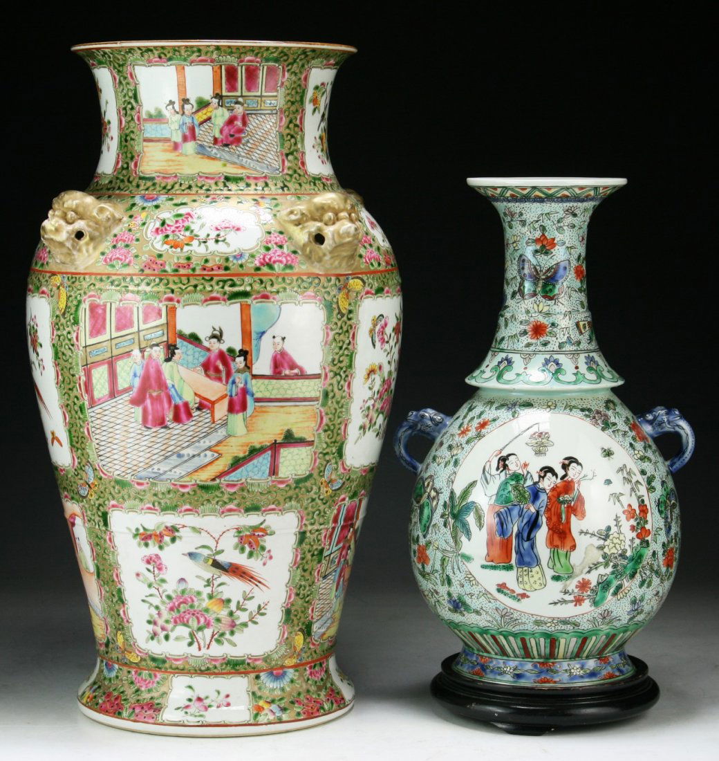 Two (2) Chinese Antique Famille Rose Porcelain Vases (1 of 4)