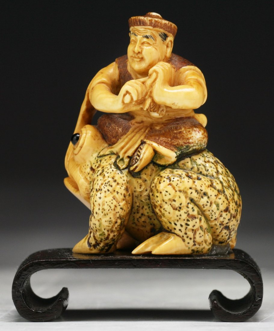 A Japanese Antique Polychrome Ivory Carved Netsuke (1 of 4)