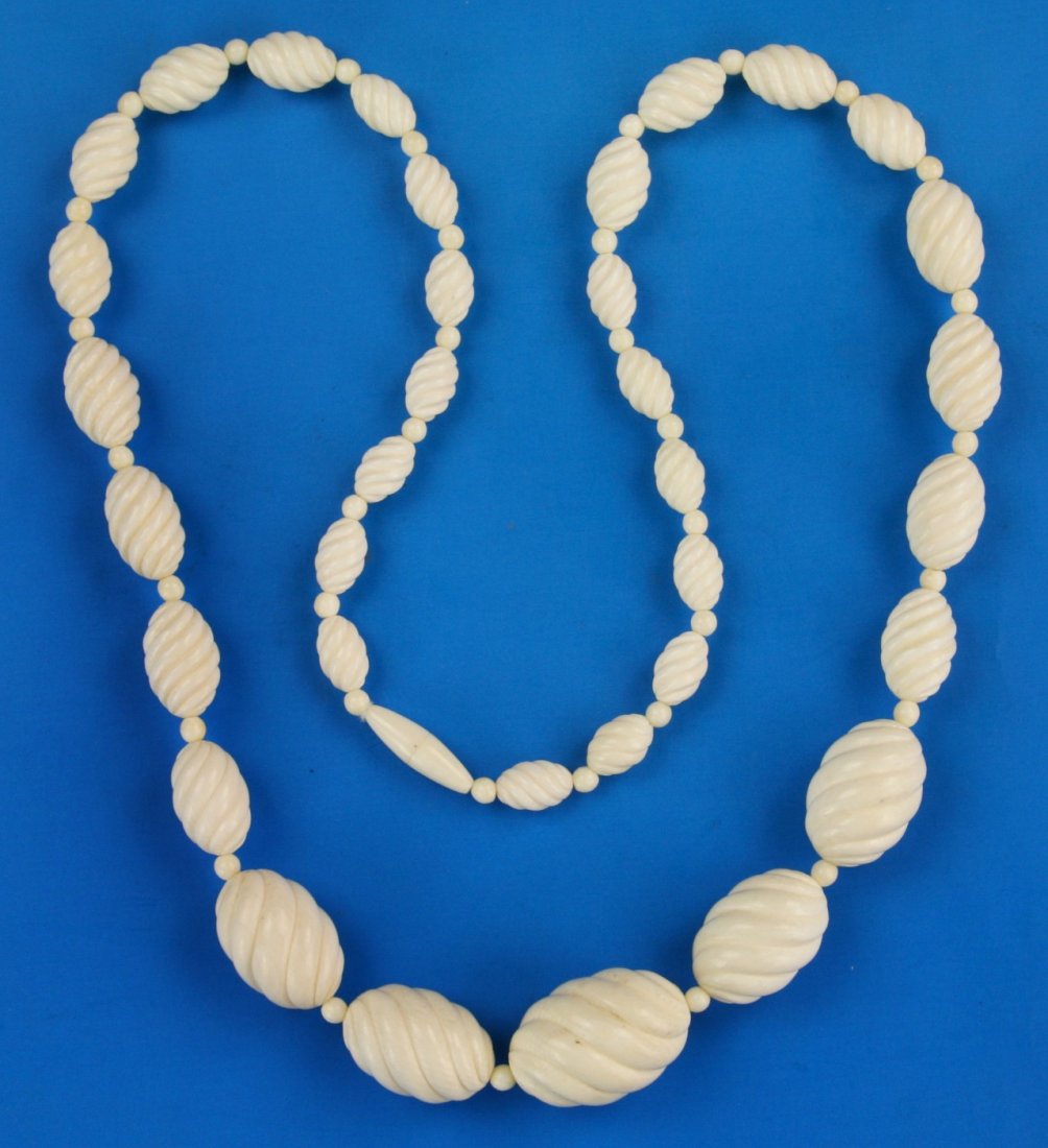 A Chinese Antique Ivory Carved Beaded Necklace (1 of 3)