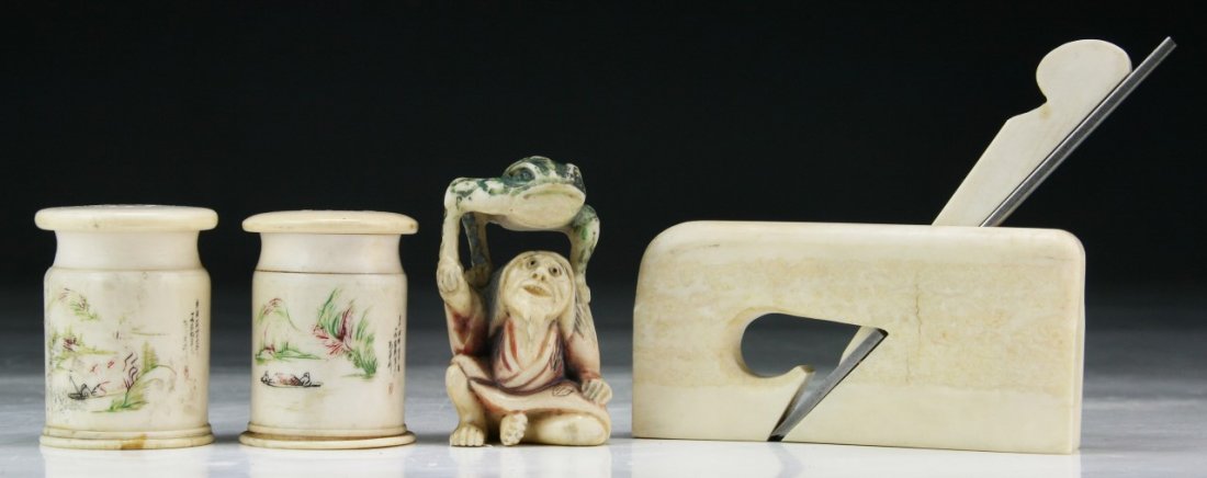 Four (4) Chinese Antique Ivory Carved Items (1 of 5)