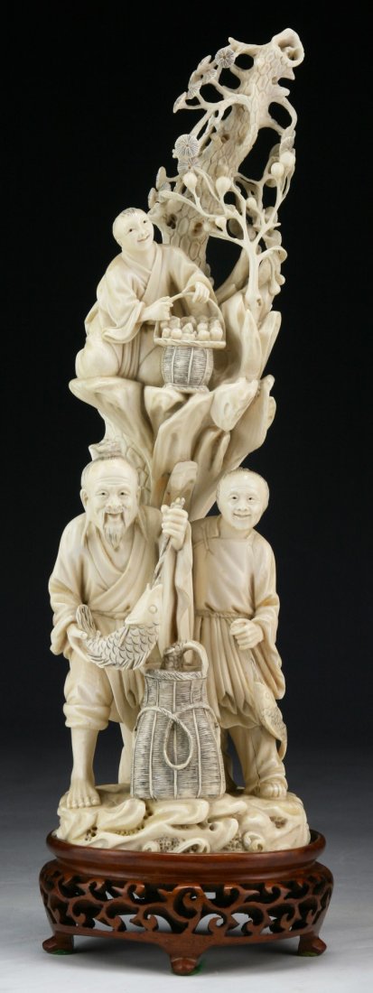 A Chinese Antique Ivory Carved Figure Group (1 of 5)