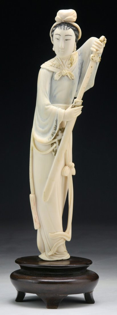 A Chinese Antique Polychrome Ivory Carved Beauty (1 of 6)