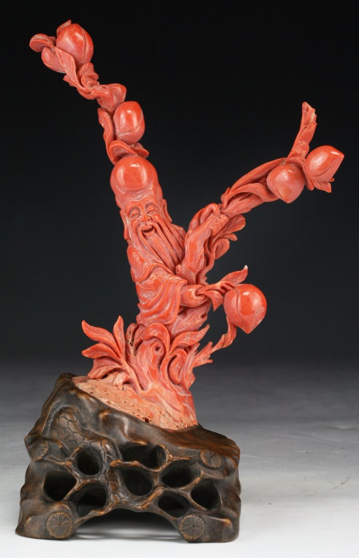 A Fine Chinese Antique Momo Red Coral Figure (1 of 5)