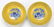 Pair Chinese Blue & White Yellow Glazed Porcelain Bowls - 2