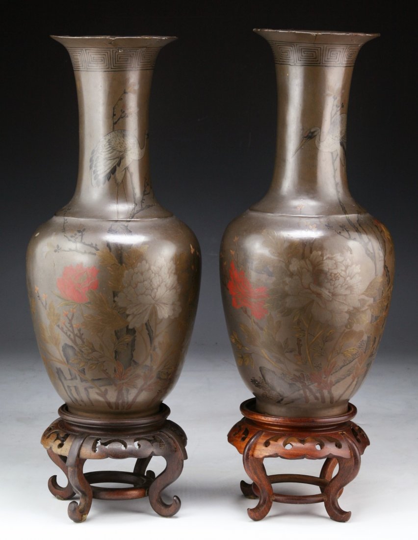 Pair of Chinese Antique Lacquer Vases (1 of 4)