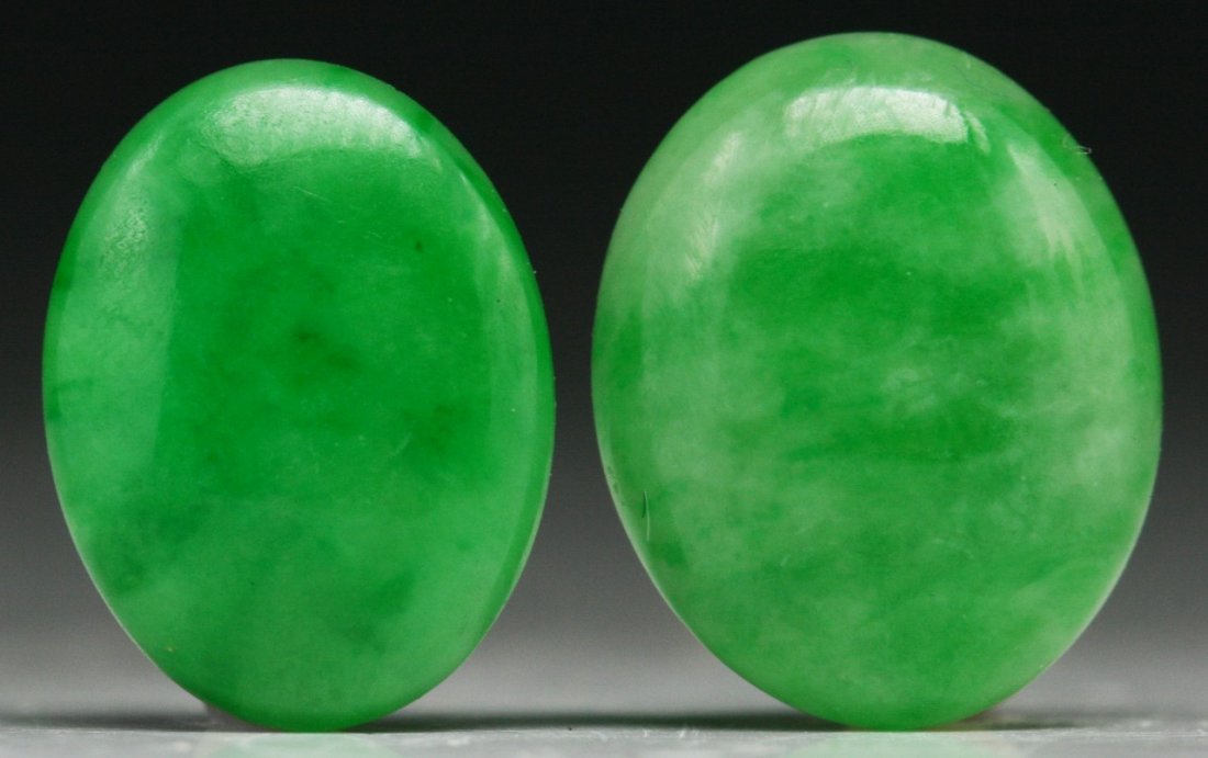Two (2) Green Jadeite Cabochons (1 of 2)