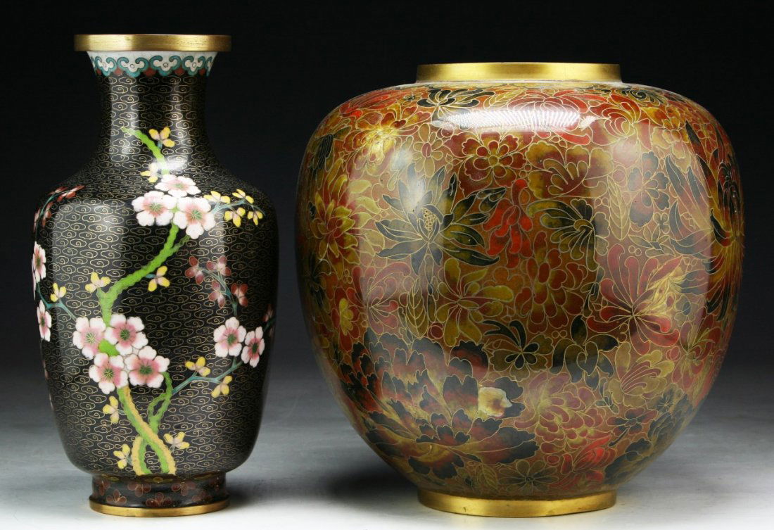 Two (2) Chinese Antique Cloisonne on Bronze Vases (1 of 4)