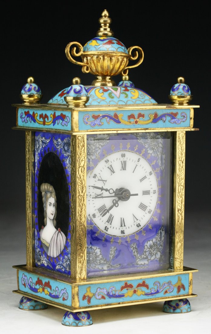A Chinese Antique EXPORT Cloisonne on Bronze Clock (1 of 4)