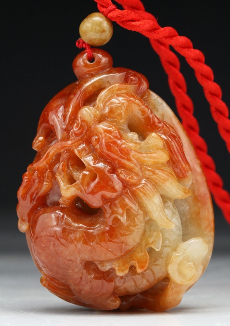 A Red Jadeite Pendant Dragon (1 of 3)
