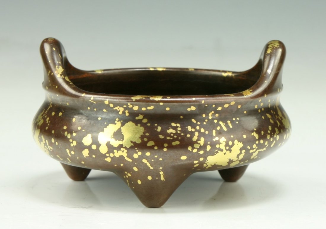 A Chinese Antique Gold Splashed Bronze Censer (1 of 3)