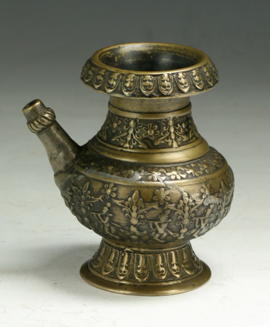 A Persian Antique Bronze Kendi: A Persian Antique Bronze Kendi; Size: H: 4-1/2"