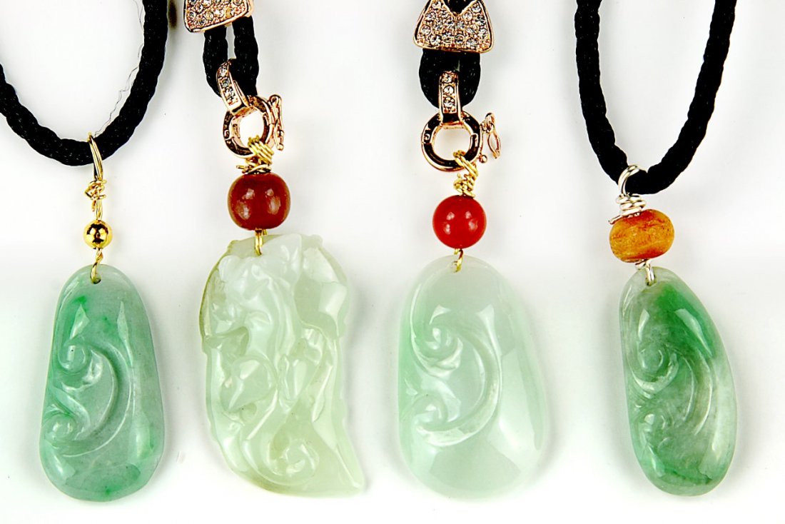 Four (4) Jadeite Pendant Necklaces (1 of 3)