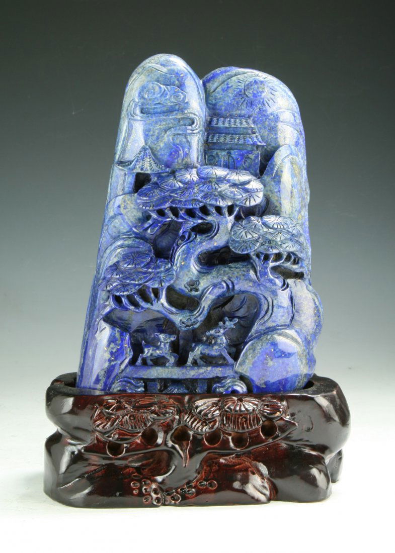 A Chinese Lapis Lazuli Carved Mountain (1 of 2)