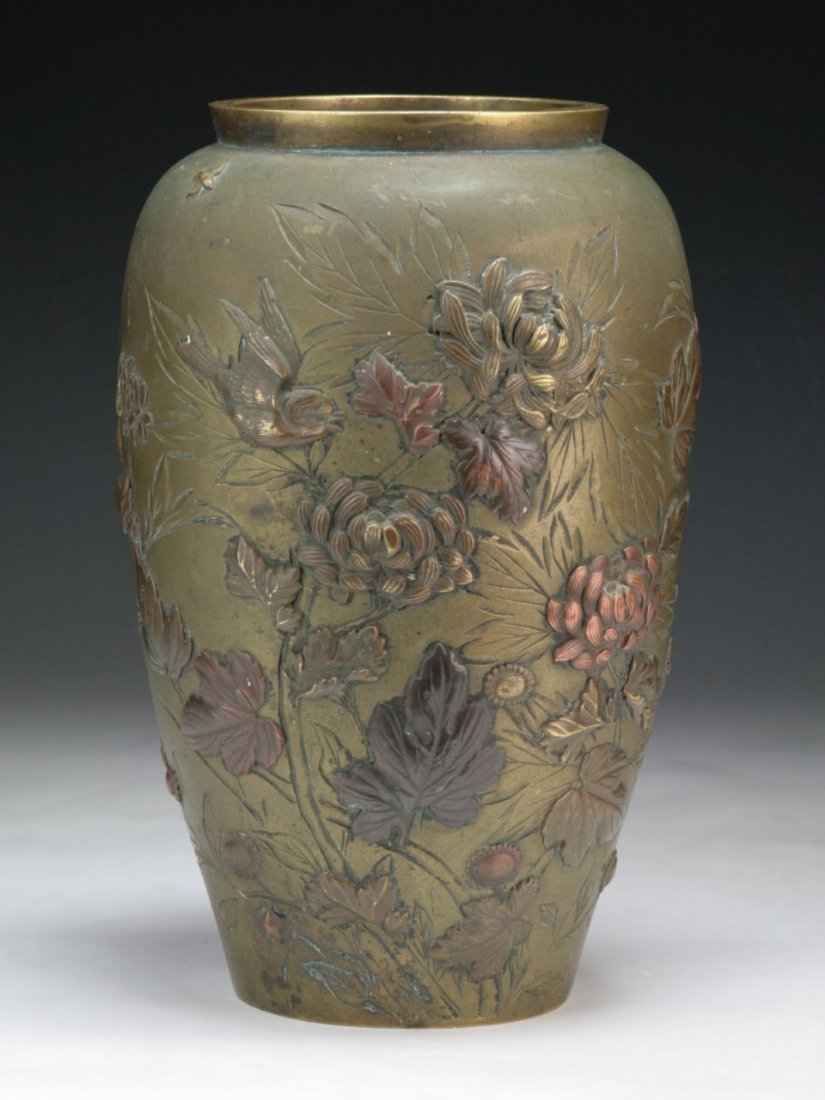 A Japanese Antique Mixed Metal Vase (1 of 3)