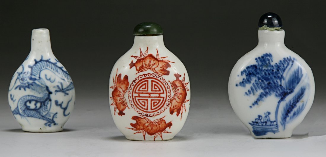 Three (3) Chinese Antique Porcelain Snuff Bottles (1 of 3)
