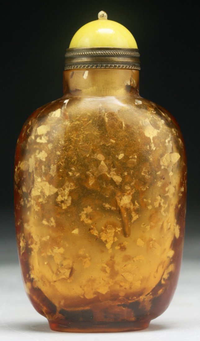 A Fine Chinese Antique Gold Splash Peking Glass Snuff (1 of 4)