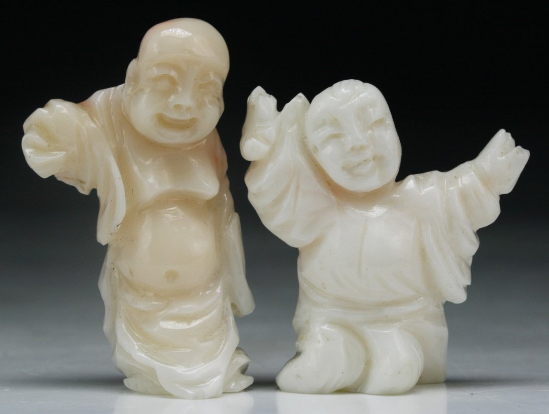 Two (2) Chinese White Coral Carved Figures (1 of 3)