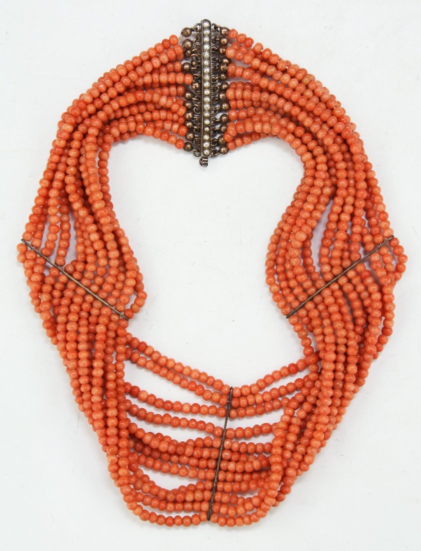 A Twelve (12) Stand Beaded Coral Necklace (1 of 2)