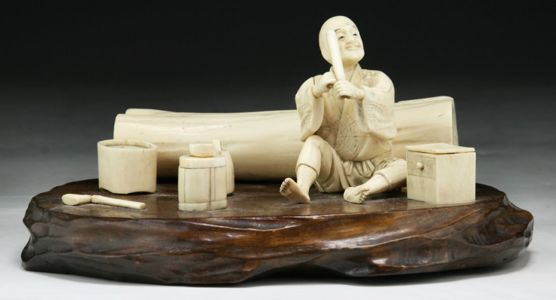 A Japanese Antique Carved Ivory Figure Group (1 of 6)