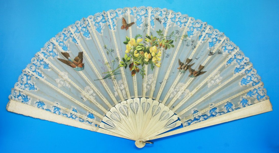 A Chinese Antique Ivory Carved Fan (1 of 5)