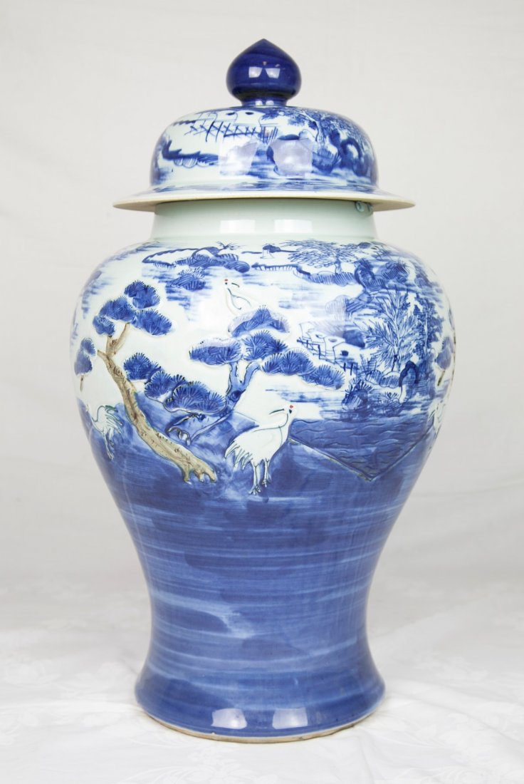 A Massive Chinese Blue & White Porcelain Lidded Vase (1 of 4)