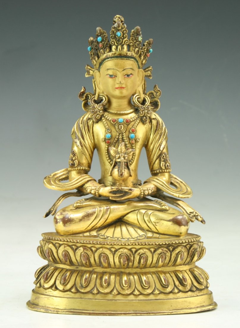 A Tibetan Antique Gilt Bronze Buddha (1 of 4)