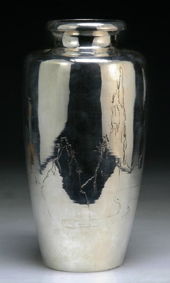 A Fine & Rare Japanese Antique Silver Vase (1 of 3)