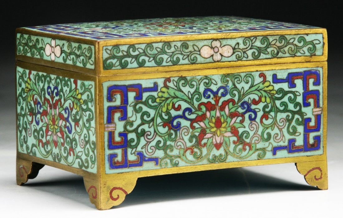 A Chinese Antique Gilt Cloisonne Enamel Box With Cover (1 of 4)