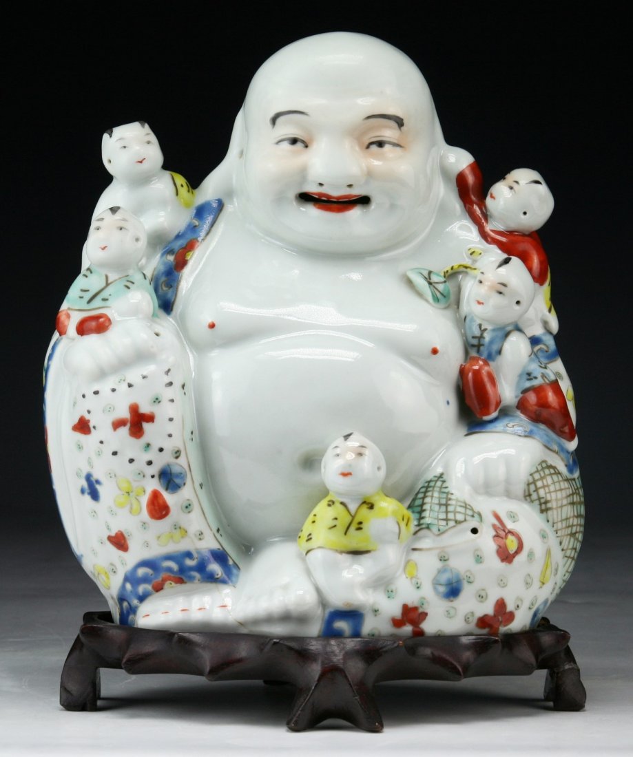 A Chinese Antique Famille Rose Porcelain Buddha (1 of 3)