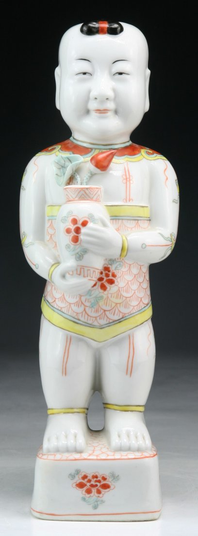 A Chinese Antique Famille Rose Porcelain Figure: A Chinese Antique Famille Rose Porcelain Figure: Minguo Period; Size: H: 10-3/4"