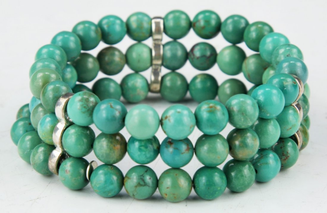 A Three (3) Strand Turquoise Beaded Bracelet (1 of 3)