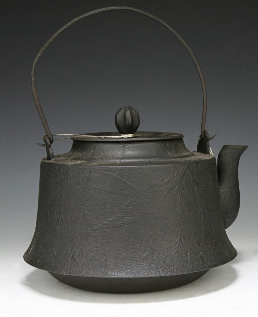 A Japanese Antique Iron Teapot With Cover: A Japanese Antique Iron Teapot With Cover: of 19th Century; Size: L: 11"