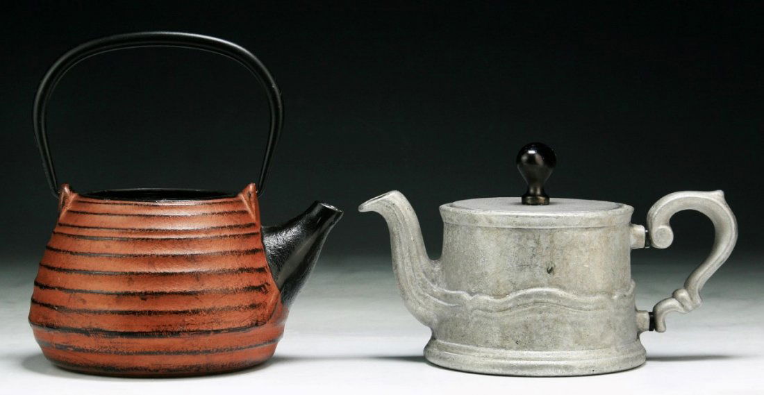 Two (2) Japanese Iron Teapot & Pewter Teapot (1 of 4)