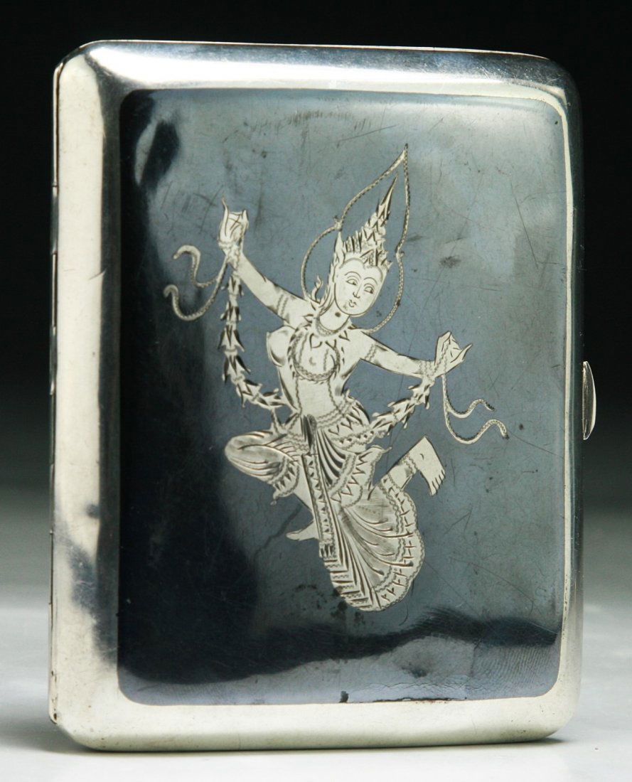 A Japanese Engraved Damascene Cigarette Case (1 of 3)