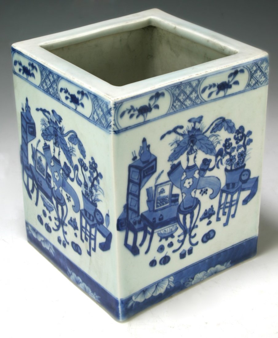 A Chinese Blue & White Pillow Shaped Porcelain Brush (1 of 3)