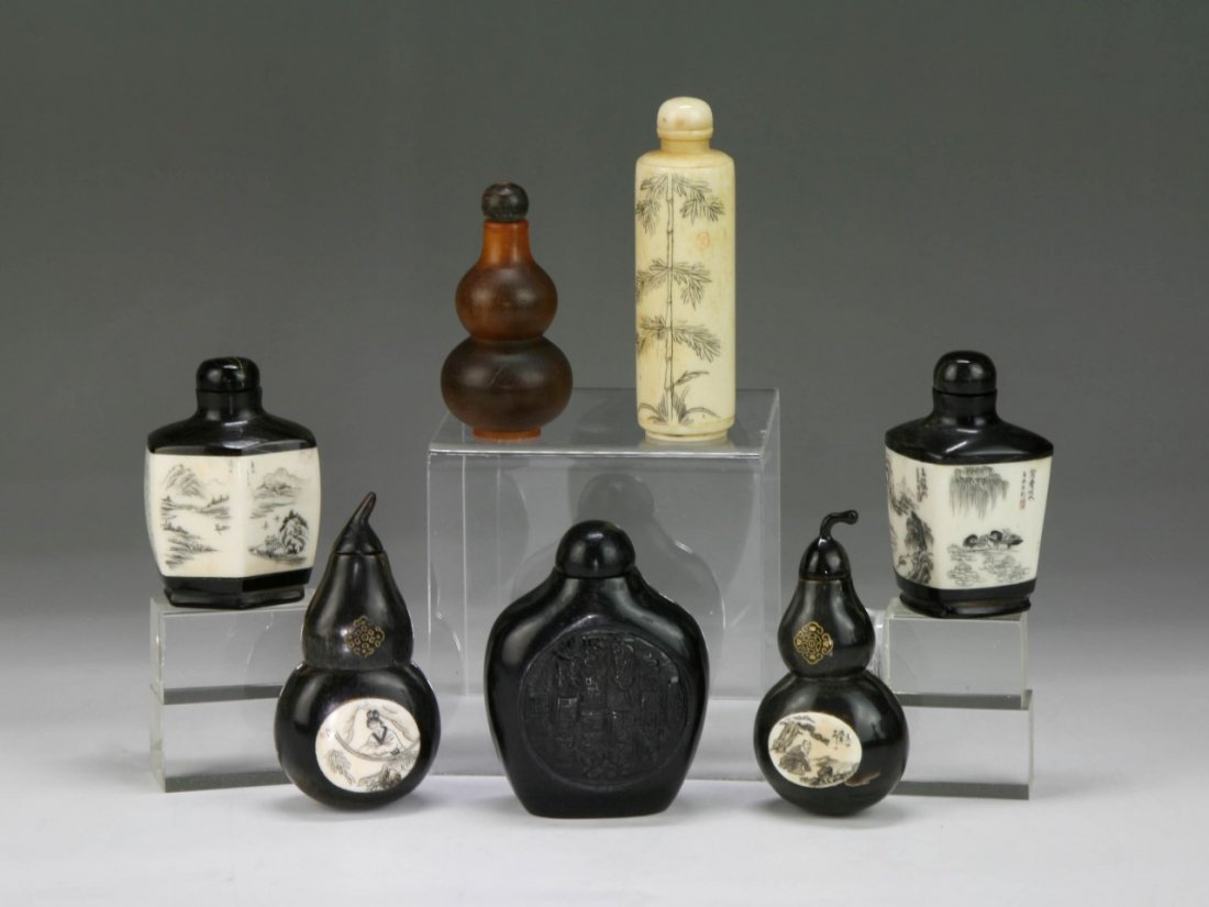 Group of Seven (7) Chinese Antique Snuff Bottles (1 of 1)