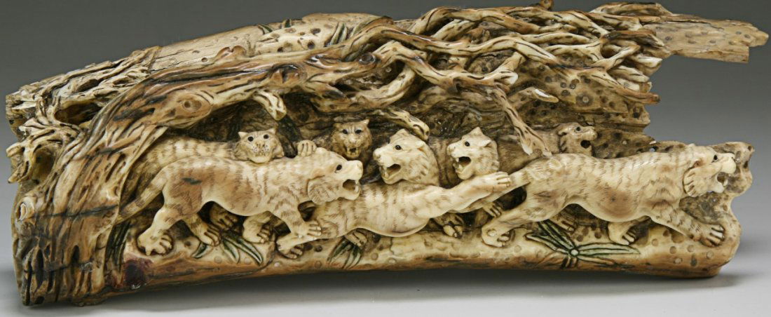 A Chinese Antique Ivory Carved Figure Group (1 of 3)