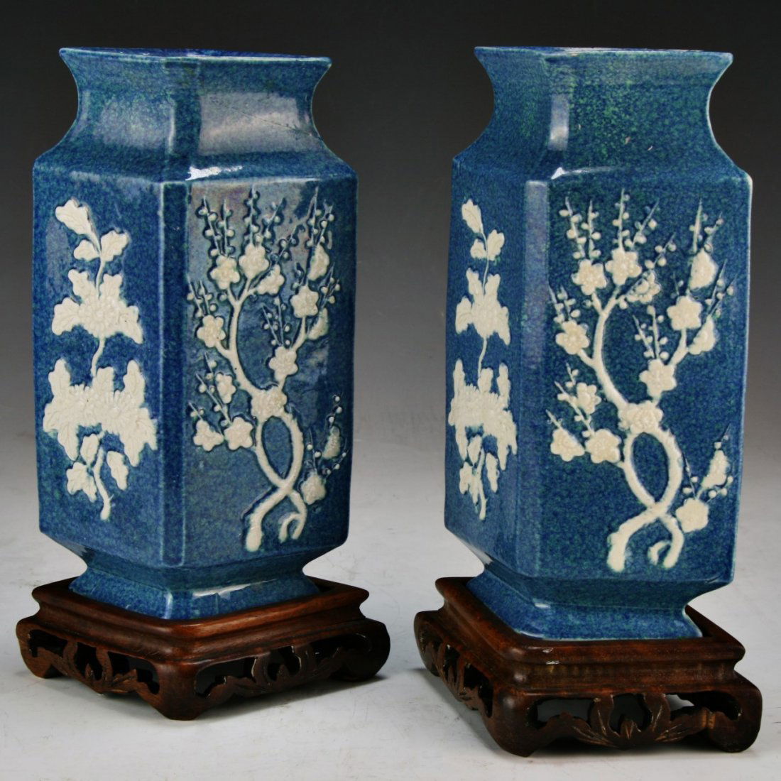Pair Chinese Antique Blue Glazed Porcelain Vases (1 of 2)