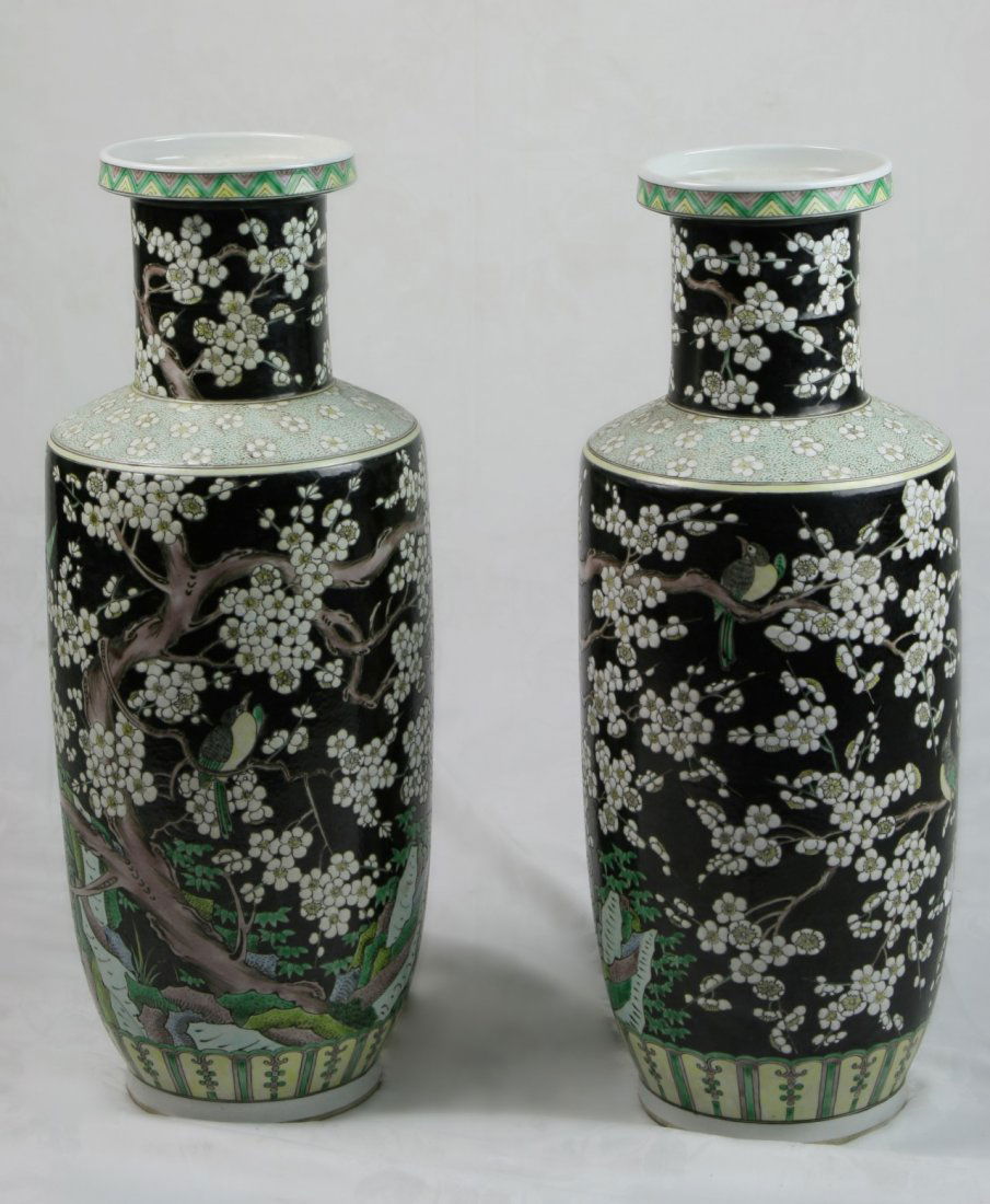Pair of Massive Chinese SUSANCAI Porcelain Vases (1 of 2)