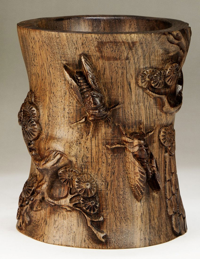 A Chinese Antique Wood Carved Brush Pot (1 of 4)