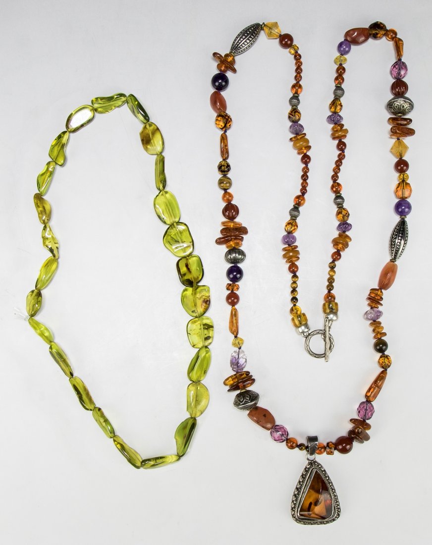 Two (2) Mixed Stone & Amber Necklaces (1 of 1)