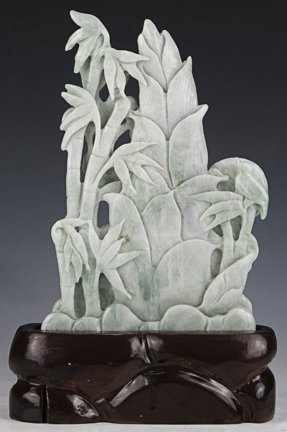 A Chinese Jadeite Carved Bamboo Group (1 of 2)