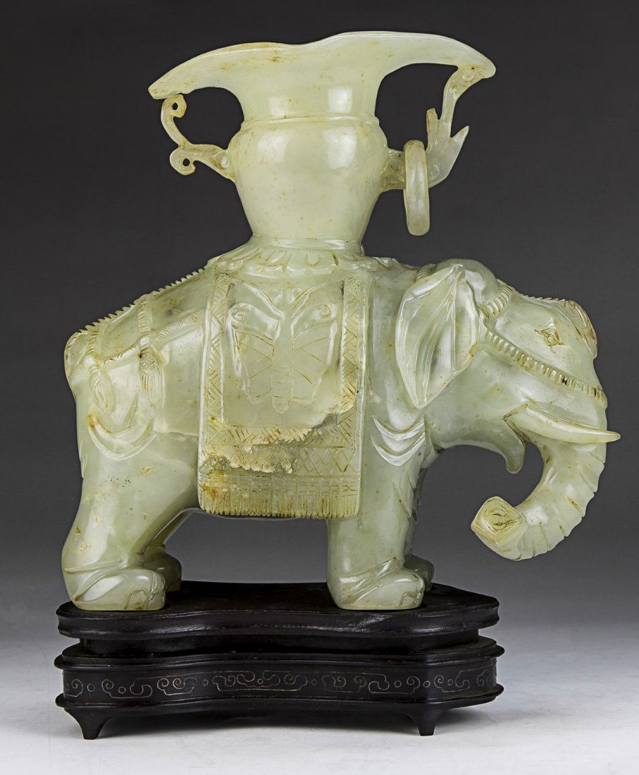 A Serpentine Jade Carved Elephant (1 of 3)