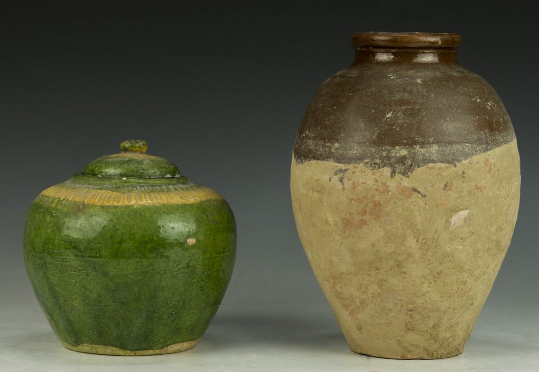 Two (2) Chinese Antique Pottery Vases (1 of 3)