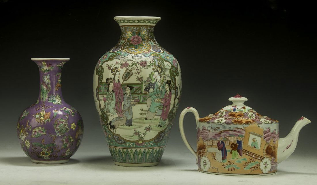 Three (3) Chinese Antique Famille Rose Porcelain Vases (1 of 3)